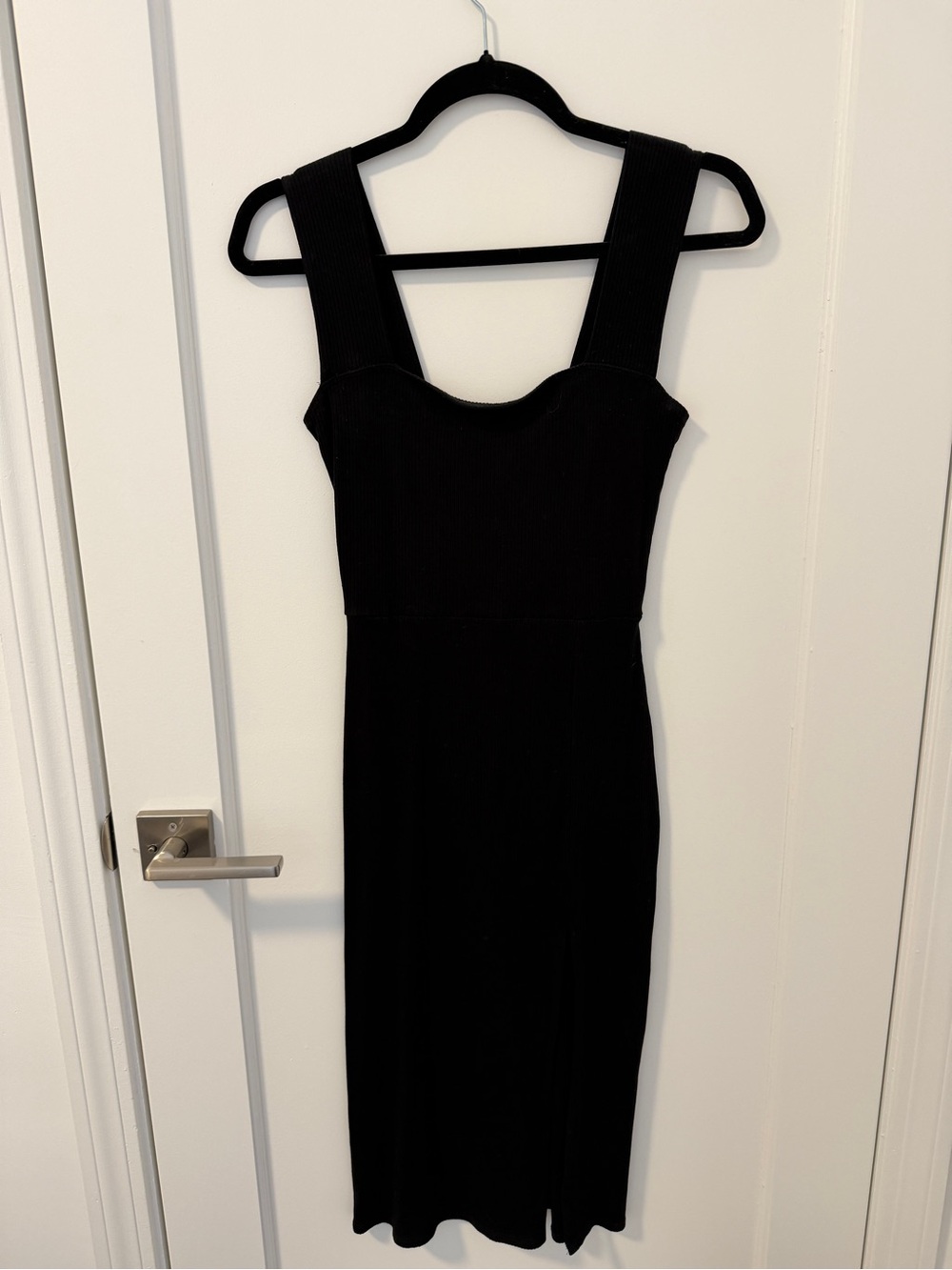 Reformation Black Square-Neck Midi Dress with Wide Straps